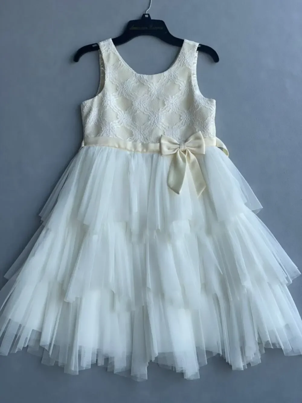 AMERICAN PRINCESS OFF-WHITE IVORY SPECIAL OCCASION TULLE DRESS BOW - SIZE 10